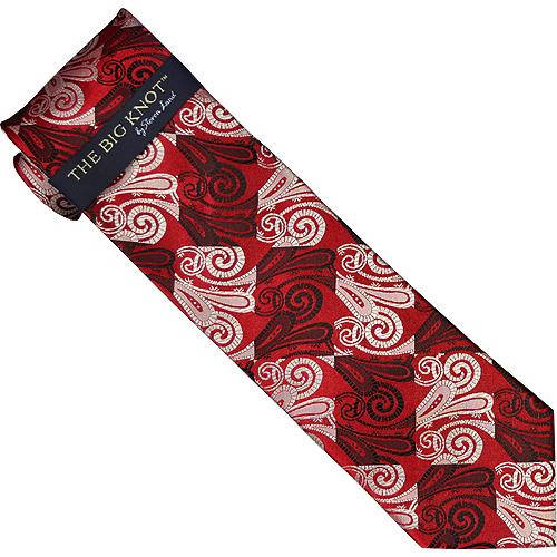 Steven Land Collection "Big Knot" SL035 Red / Black / White Paisley Design 100% Woven Silk Necktie/Hanky Set